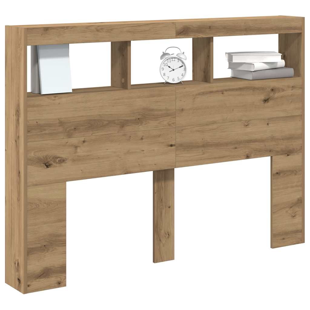 Hodegavl skap med LED artisan eik 140x17x102 cm