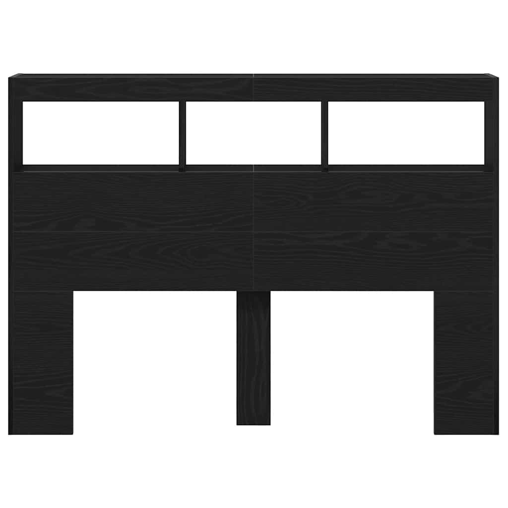 Hodegavl skap med LED svart eik 140x17x102 cm