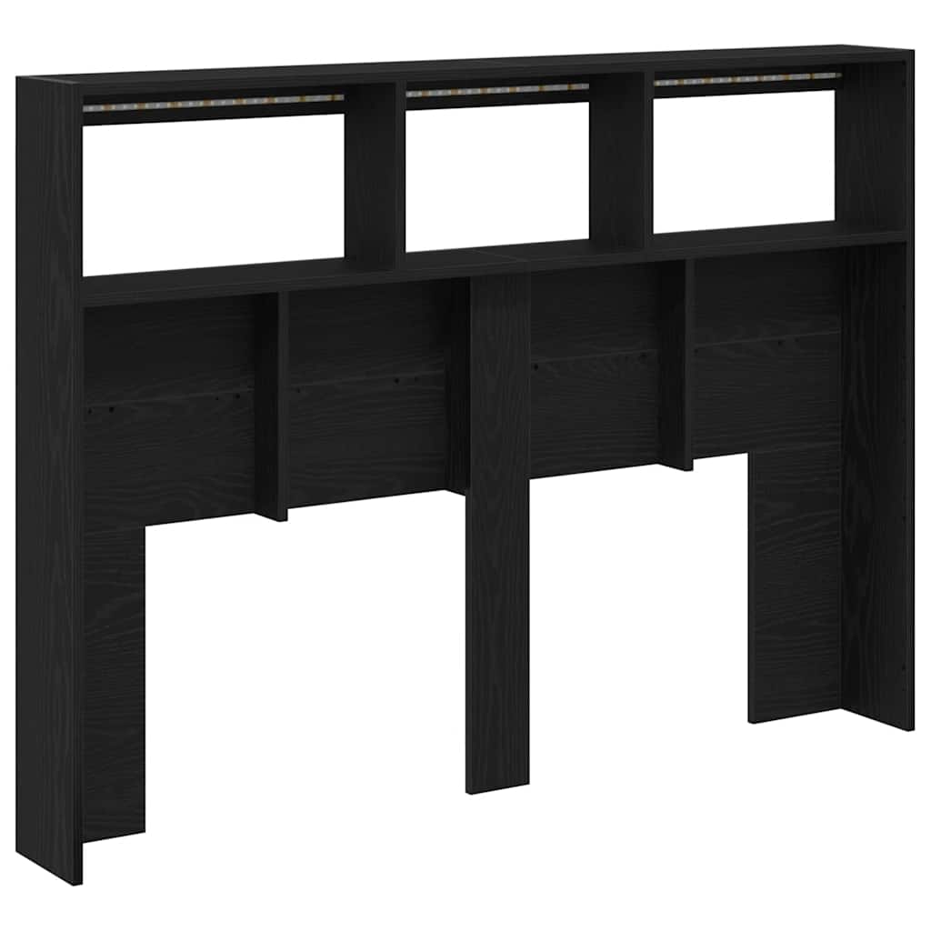 Hodegavl skap med LED svart eik 140x17x102 cm
