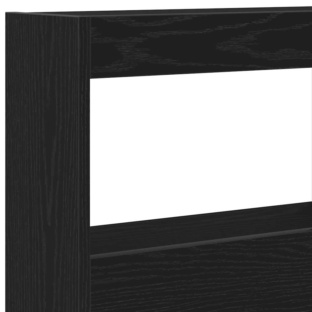 Hodegavl skap med LED svart eik 140x17x102 cm