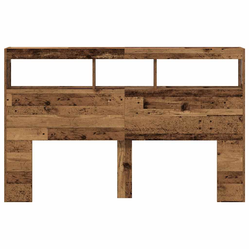 Hodegavl skap med LED gammelt tre 160x17x102 cm