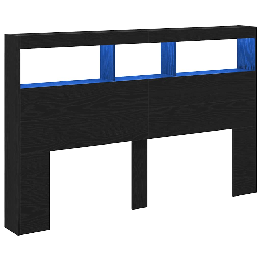 Hodegavl skap med LED svart eik 160x17x102 cm