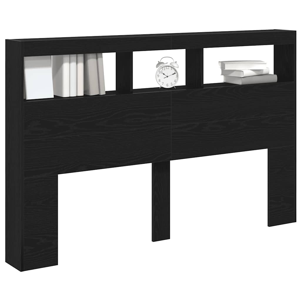 Hodegavl skap med LED svart eik 160x17x102 cm