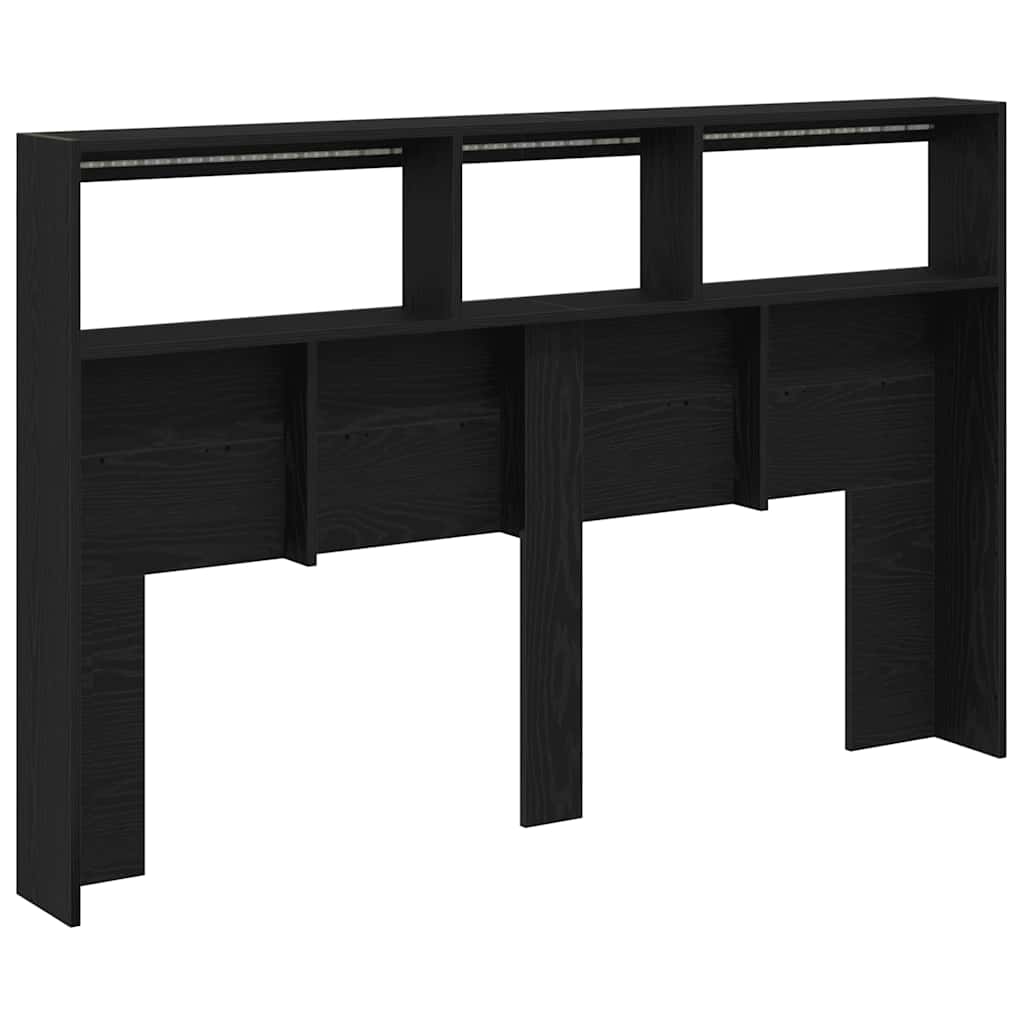 Hodegavl skap med LED svart eik 160x17x102 cm