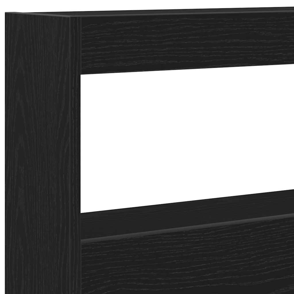Hodegavl skap med LED svart eik 160x17x102 cm