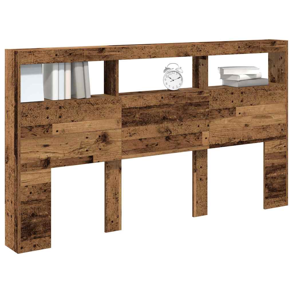 Hodegavl skap med LED gammelt tre 180x17x102 cm