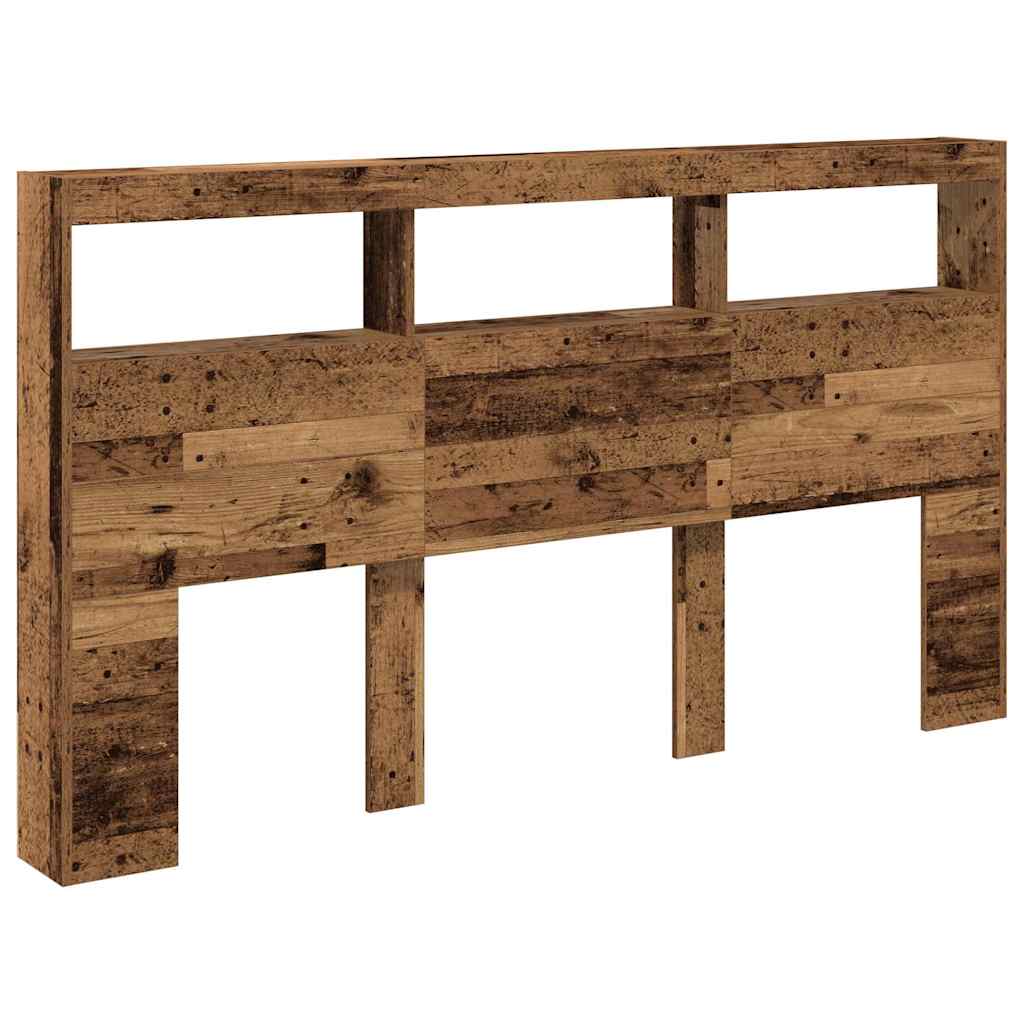 Hodegavl skap med LED gammelt tre 180x17x102 cm