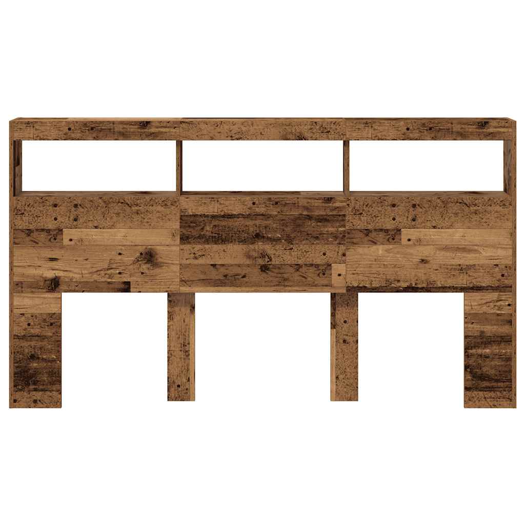 Hodegavl skap med LED gammelt tre 180x17x102 cm