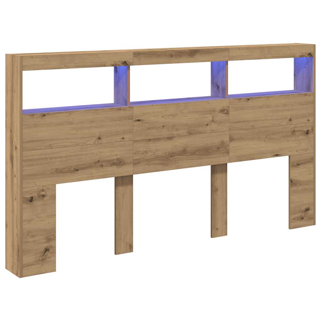 Hodegavl skap med LED artisan eik 180x17x102 cm