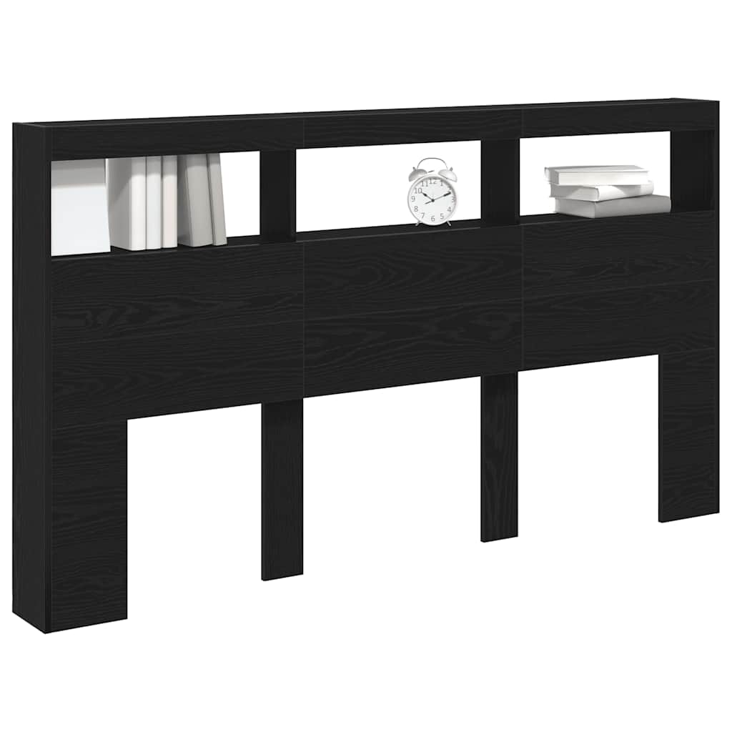 Hodegavl skap med LED svart eik 180x17x102 cm