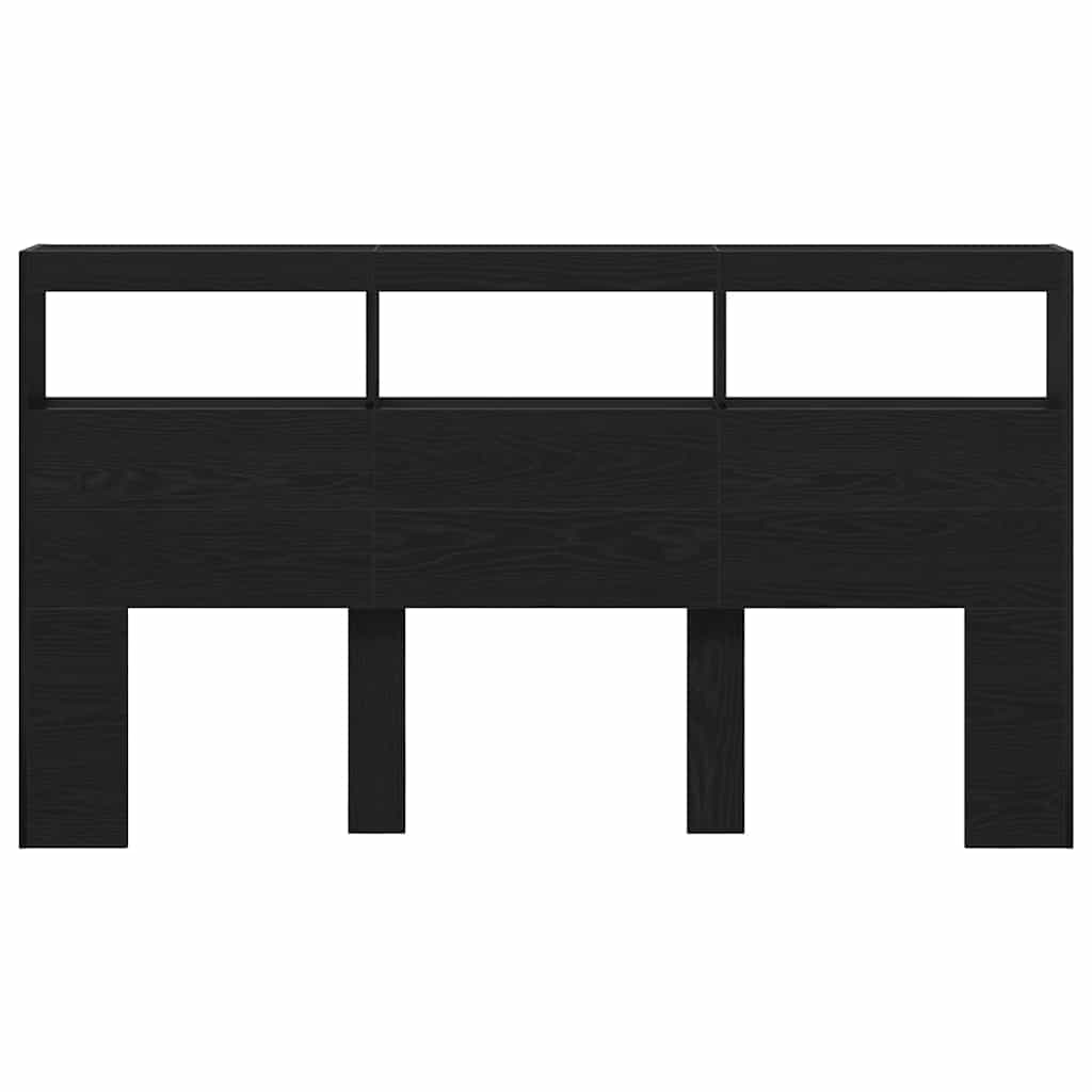 Hodegavl skap med LED svart eik 180x17x102 cm