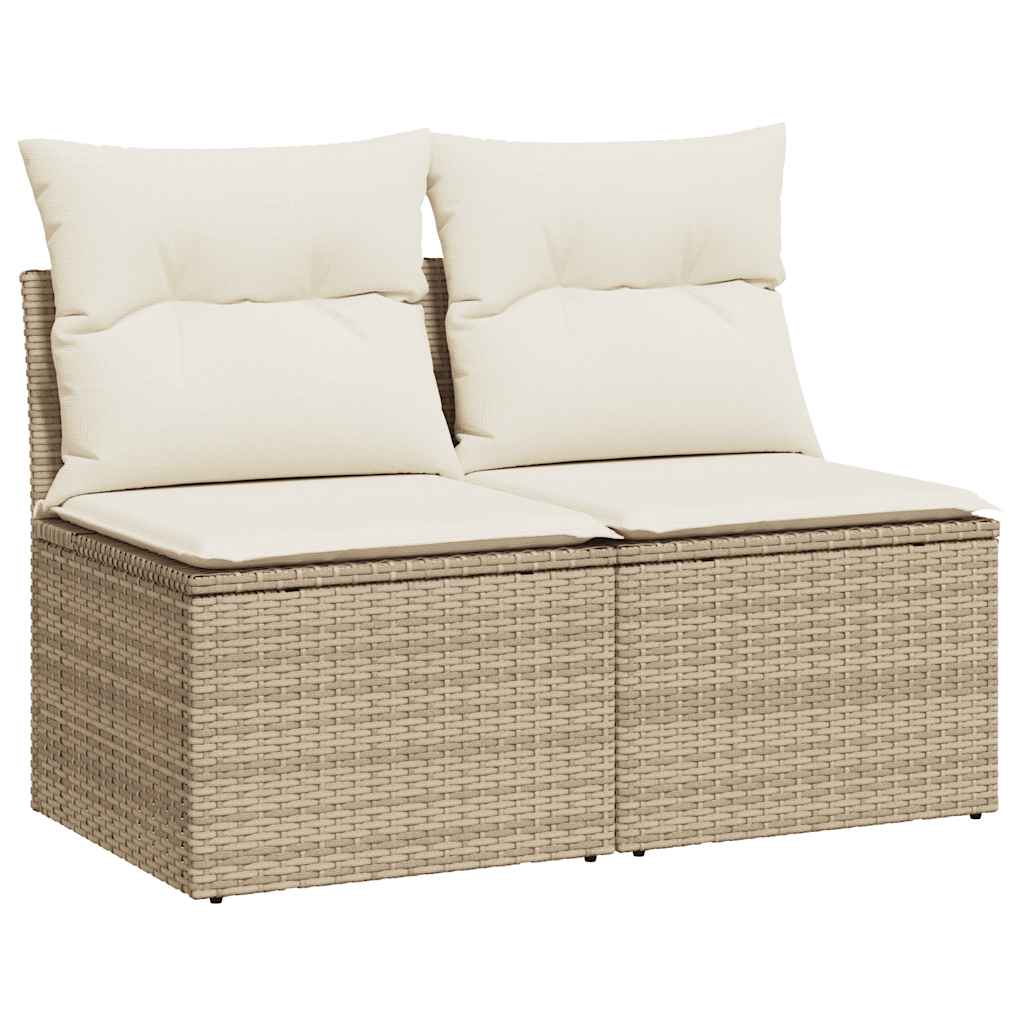 Hagesofaer med puter 2 deler beige polyrotting akasie