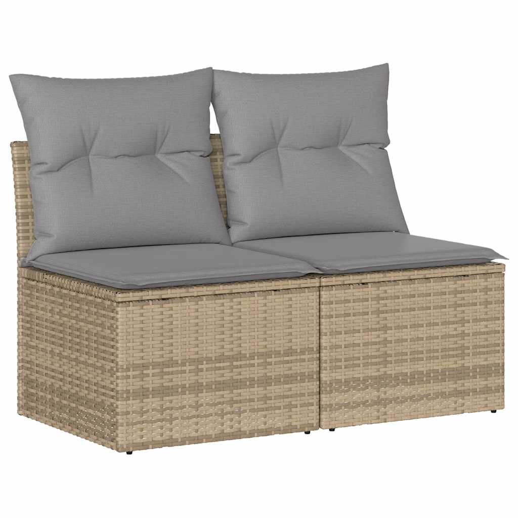 Hagesofaer med puter 2 deler beige polyrotting akasie