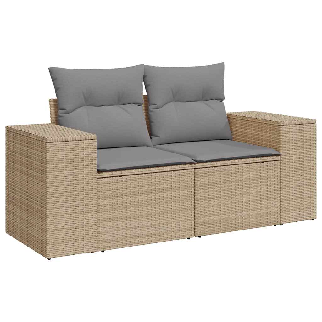 Hagesofaer med puter 10 deler beige polyrotting akasie