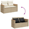 Hagesofaer med puter 9 deler beige polyrotting akasie