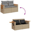 Hagesofaer med puter 6 deler beige polyrotting akasie