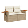 Hagesofaer med puter 7 deler beige polyrotting akasie