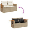 Hagesofaer med puter 9 deler beige polyrotting akasie