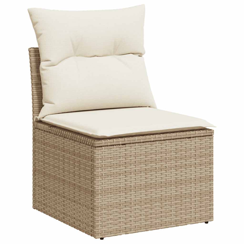 Hagesofaer med puter 8 deler beige polyrotting akasie