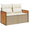 Hagesofaer med puter 9 deler beige polyrotting akasie