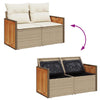 Hagesofaer med puter 9 deler beige polyrotting akasie