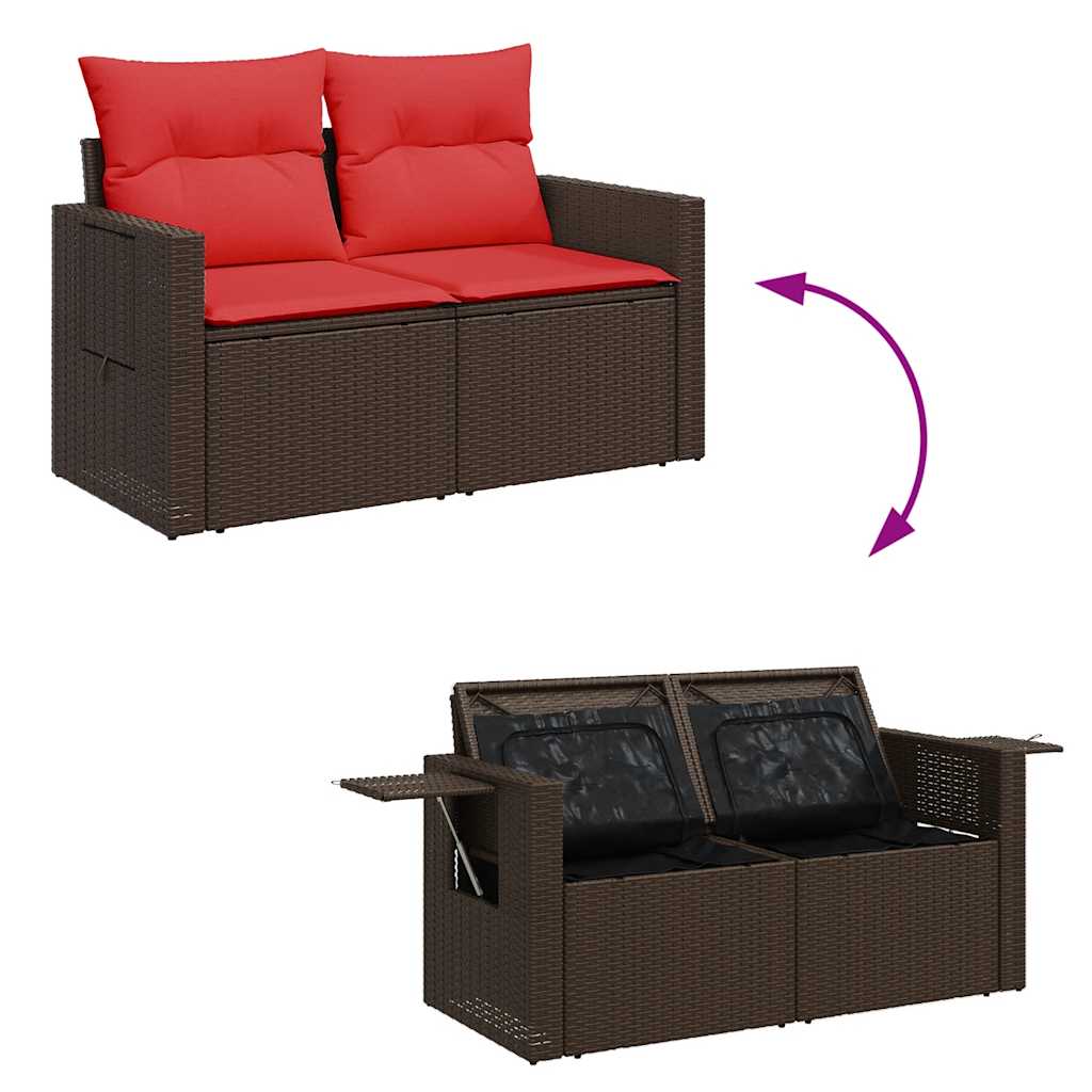 Hagesofaer med puter 6 deler brun polyrotting