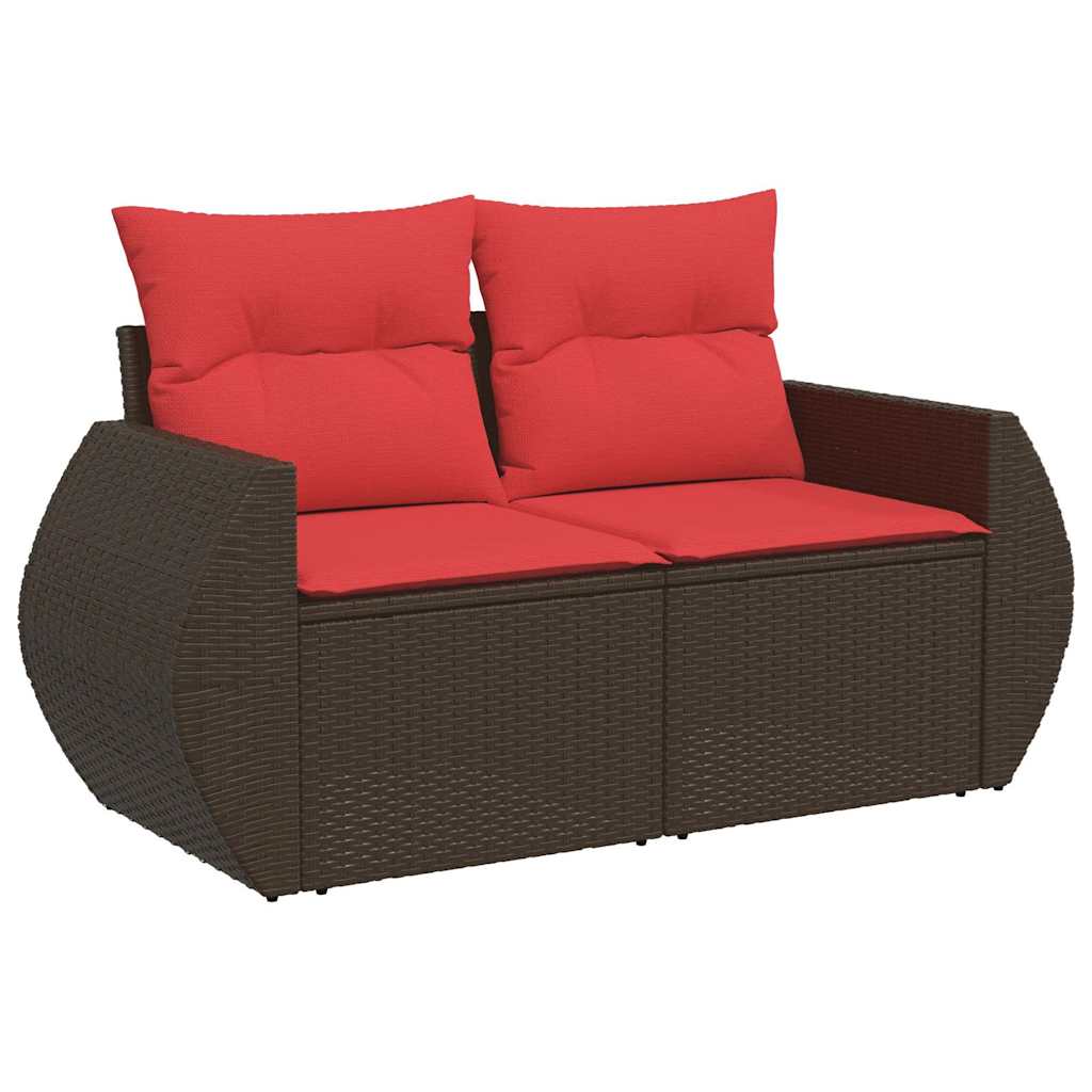 Hagesofaer med puter 7 deler brun polyrotting