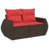 Hagesofaer med puter 7 deler brun polyrotting