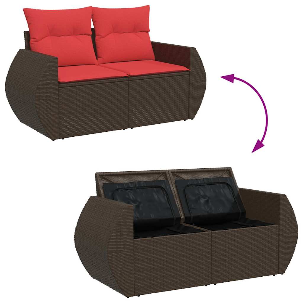 Hagesofaer med puter 7 deler brun polyrotting