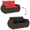 Hagesofaer med puter 7 deler brun polyrotting