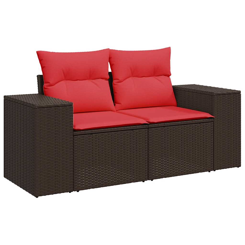 Hagesofaer med puter 6 deler brun polyrotting
