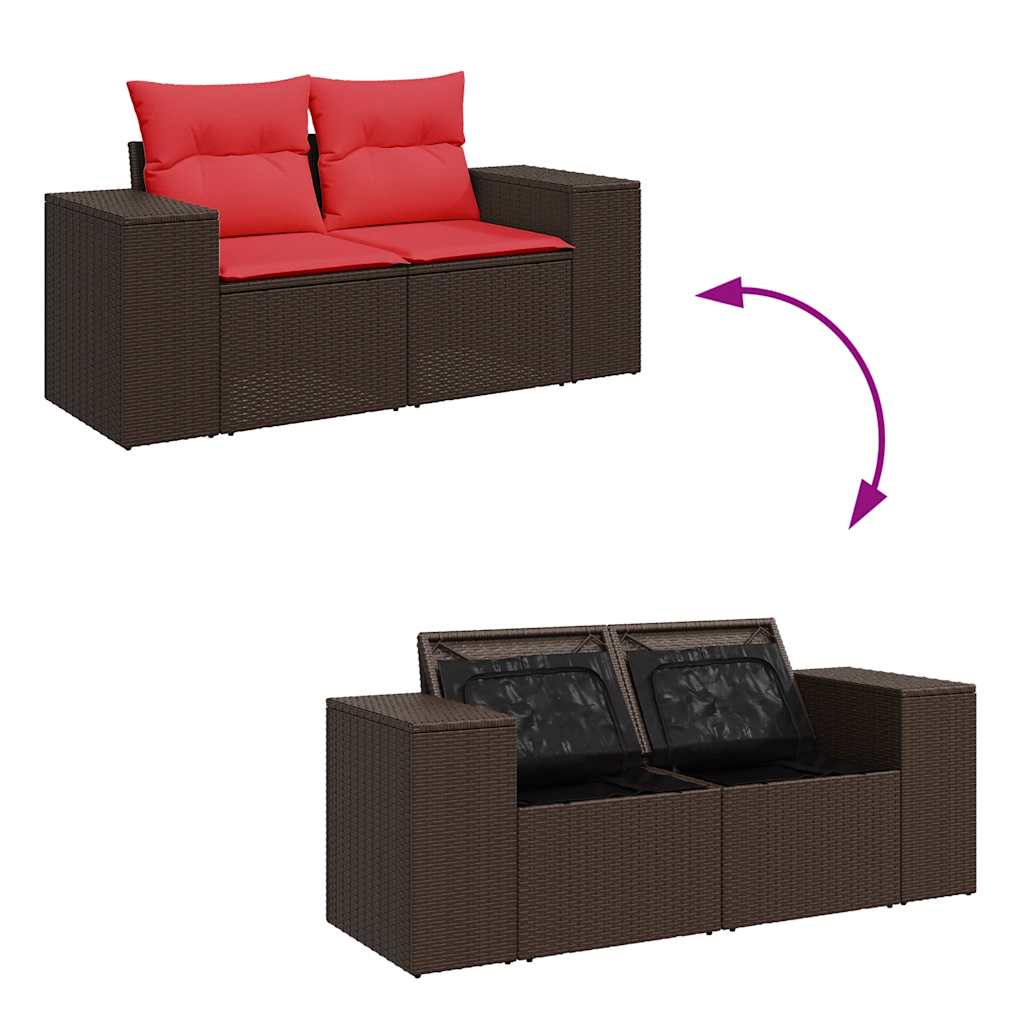 Hagesofaer med puter 6 deler brun polyrotting
