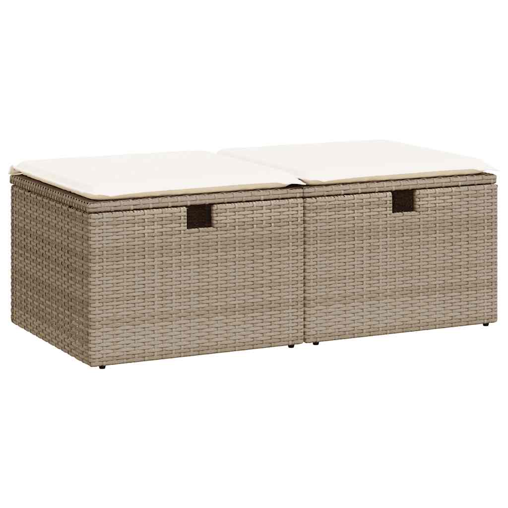 Hagesofaer med puter 2 deler beige polyrotting akasie