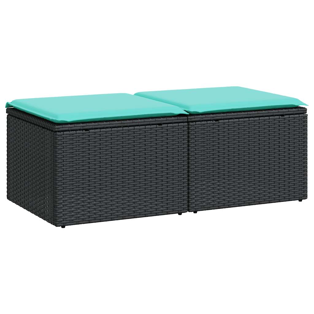 Hagesofaer med puter 2 deler svart polyrotting akasie