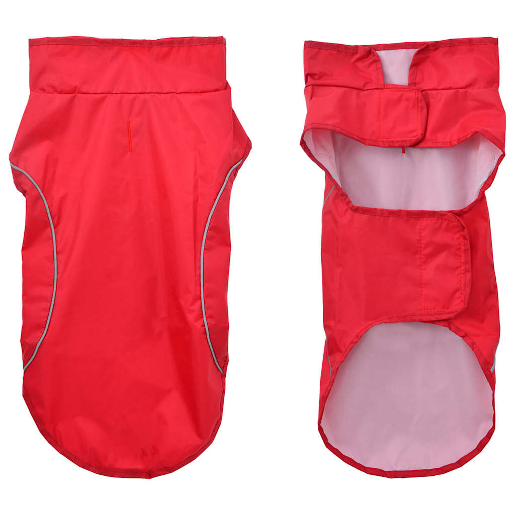Hunde regnfrakk med refleksstrimler polyester rød XS