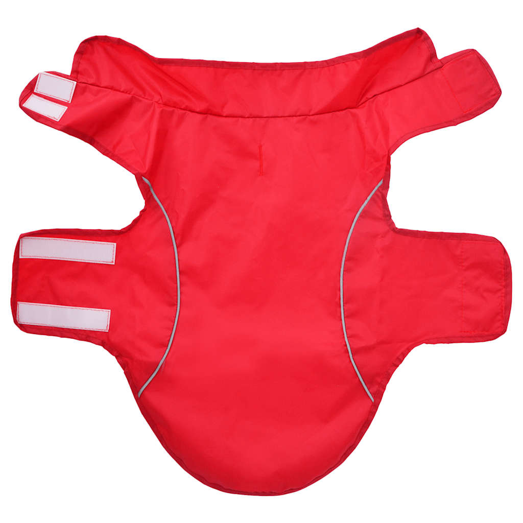Hunde regnfrakk med refleksstrimler polyester rød XS