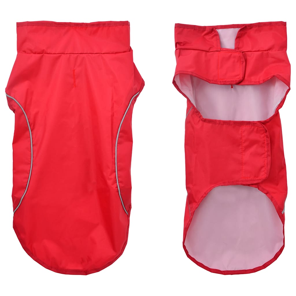 Hunde regnfrakk med refleksstrimler polyester rød S