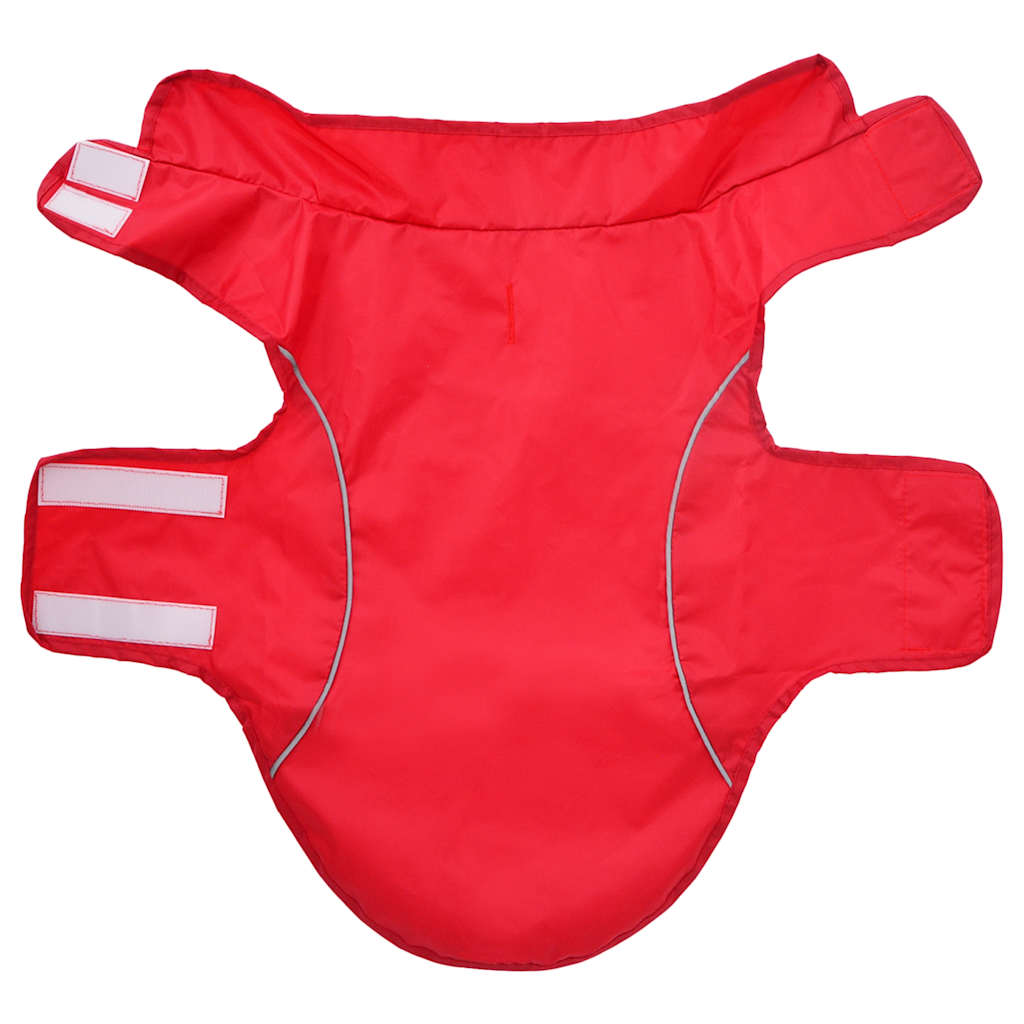 Hunde regnfrakk med refleksstrimler polyester rød M