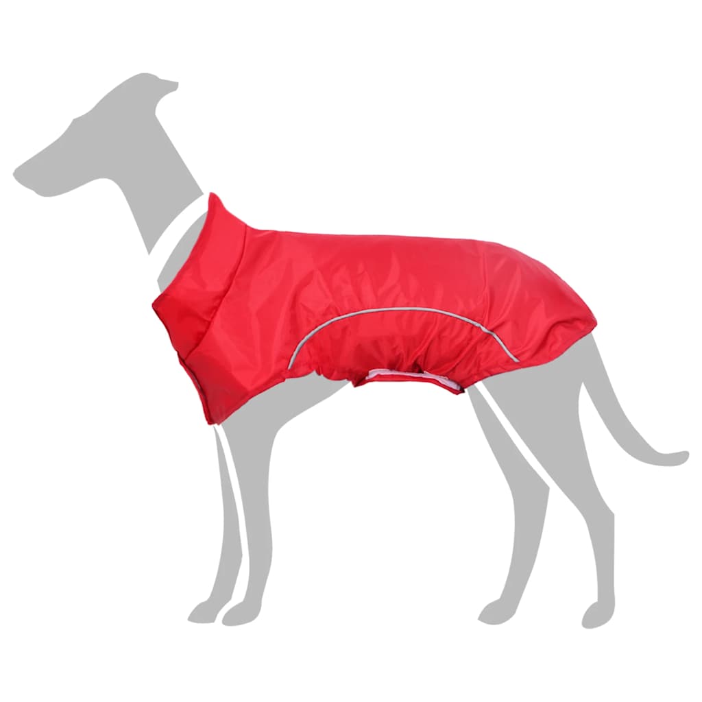Hunde regnfrakk med refleksstrimler polyester rød L