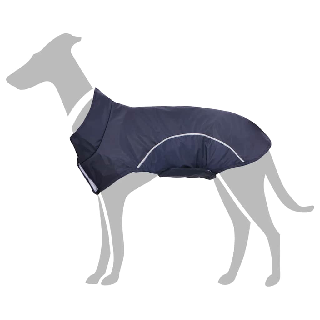 Hunde regnfrakk med refleksstrimler polyester marineblå XXS
