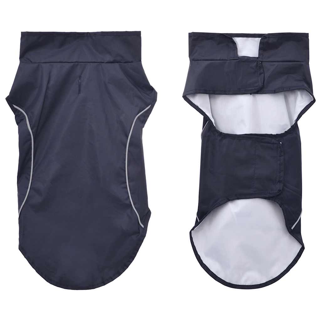 Hunde regnfrakk med refleksstrimler polyester marineblå XS
