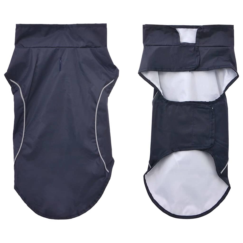 Hunde regnfrakk med refleksstrimler polyester marineblå M