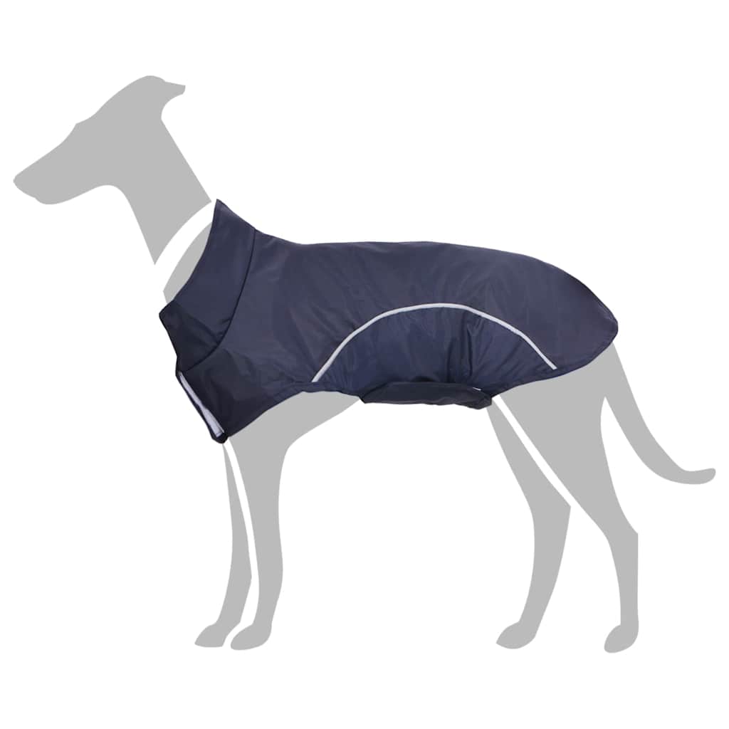 Hunde regnfrakk med refleksstrimler polyester marineblå M