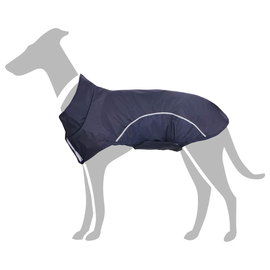 Hunde regnfrakk med refleksstrimler polyester marineblå L