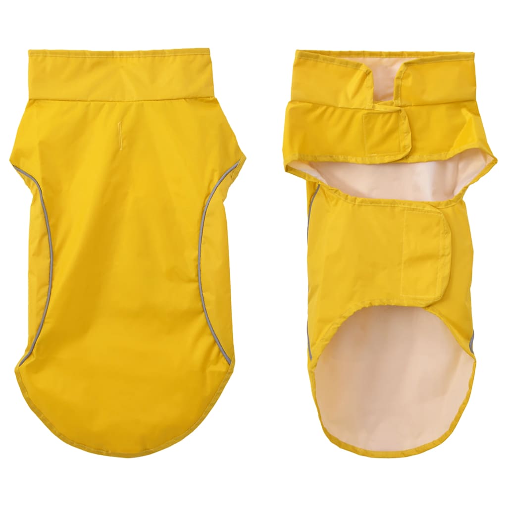 Hunde regnfrakk med refleksstrimler polyester gul S