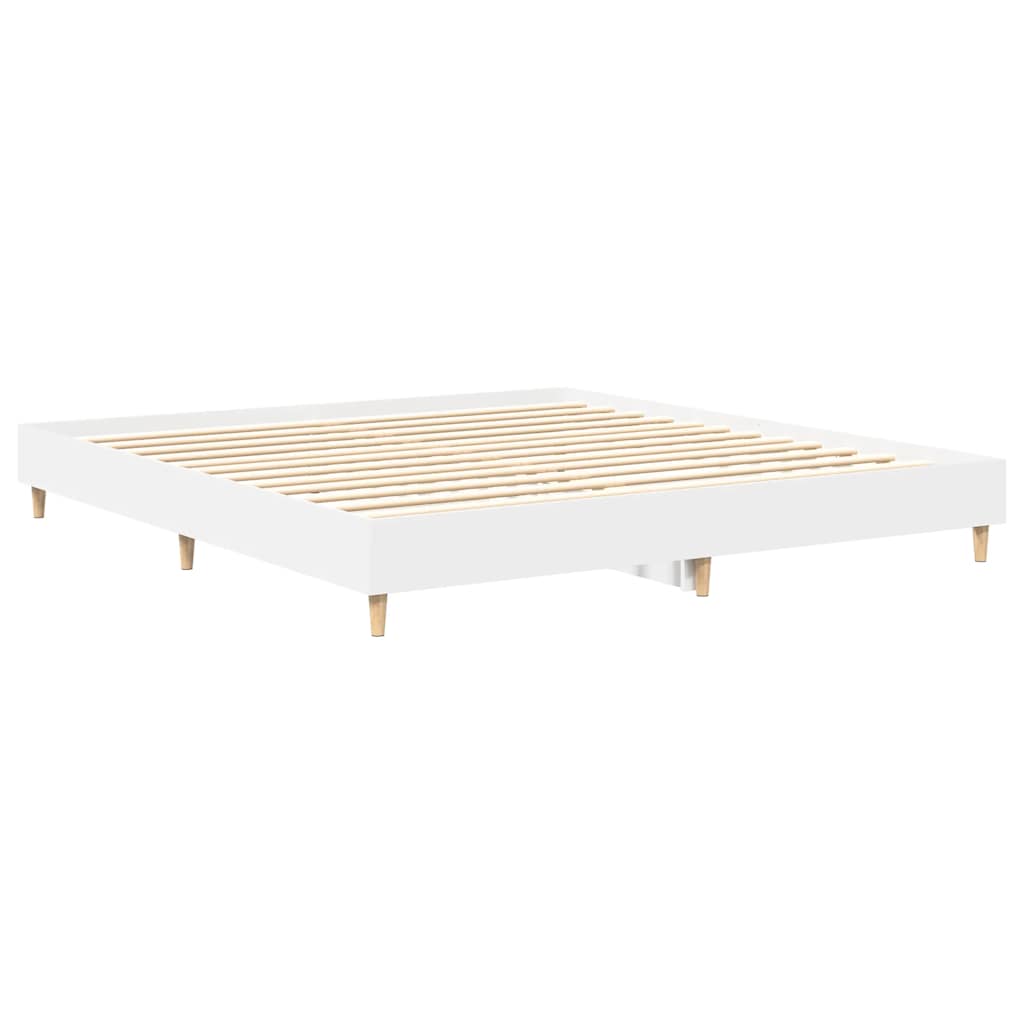 Sengeramme uten madrass hvit 200x200 cm konstruert tre