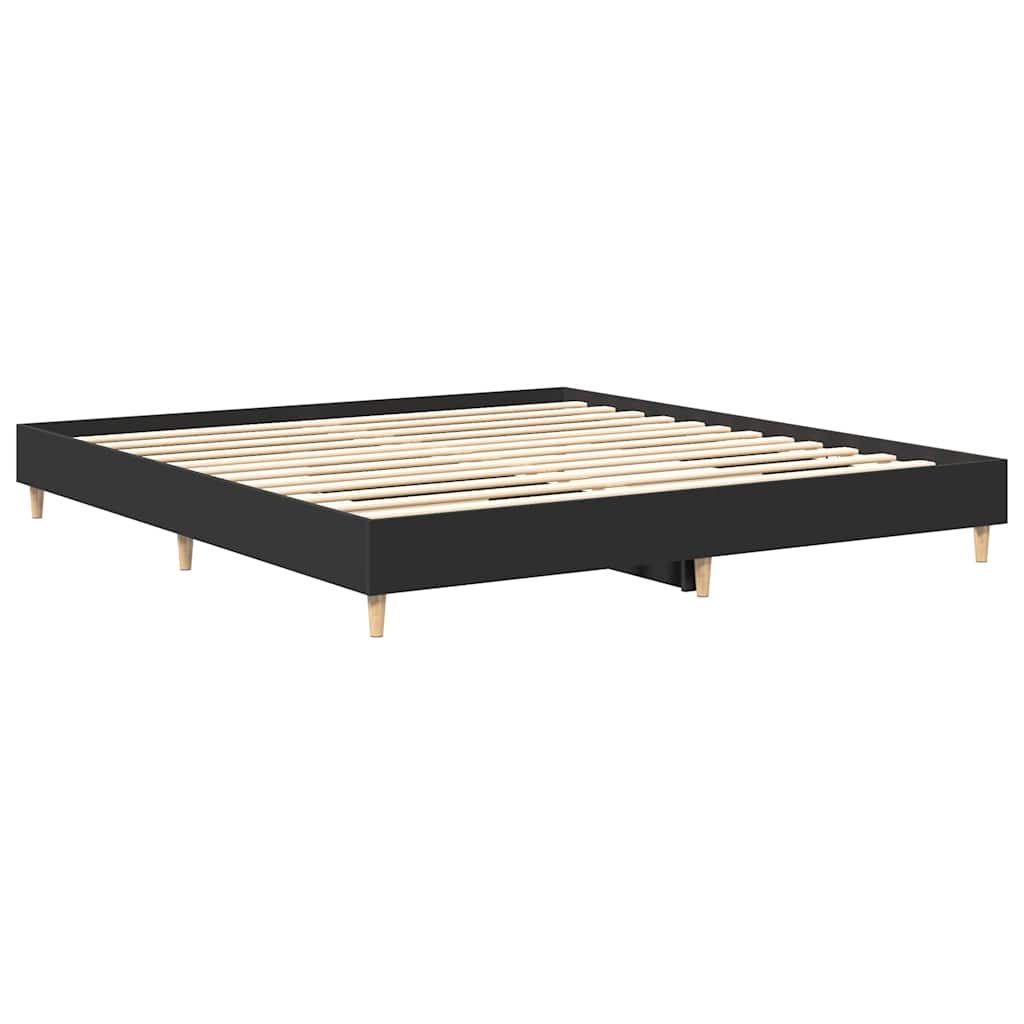 Sengeramme uten madrass svart 200x200 cm konstruert tre