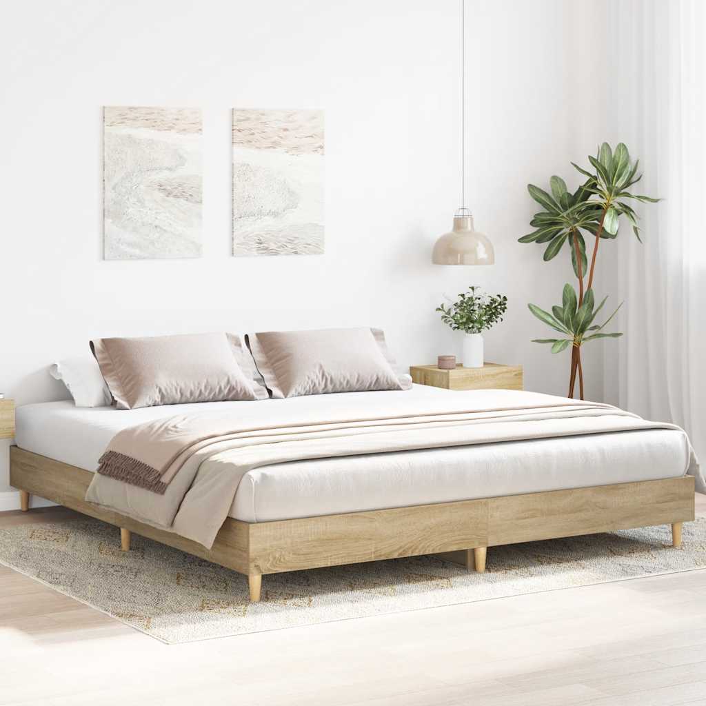 Sengeramme uten madrass sonoma eik 200x200 cm konstruert tre