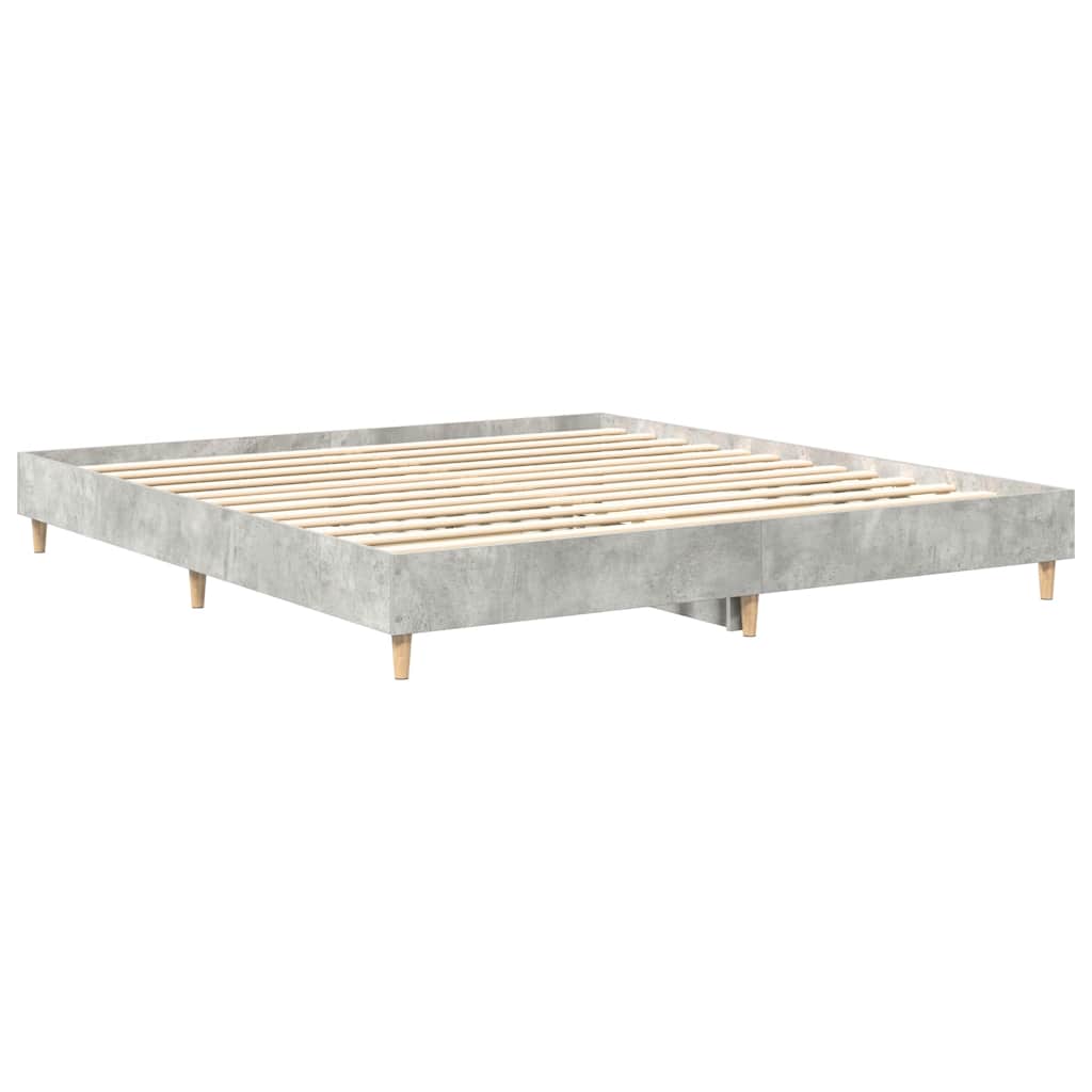 Sengeramme uten madrass betonggrå 200x200 cm konstruert tre