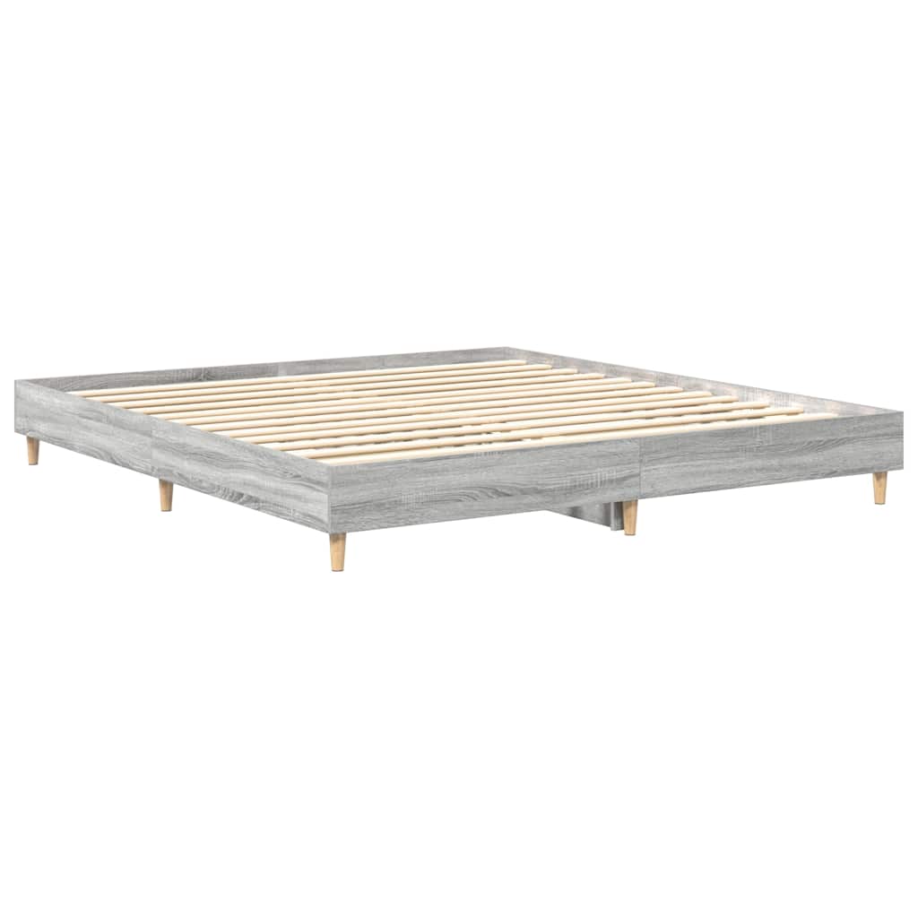 Sengeramme uten madrass grå sonoma 200x200 cm konstruert tre